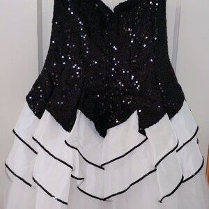 Black and white masquerade dress